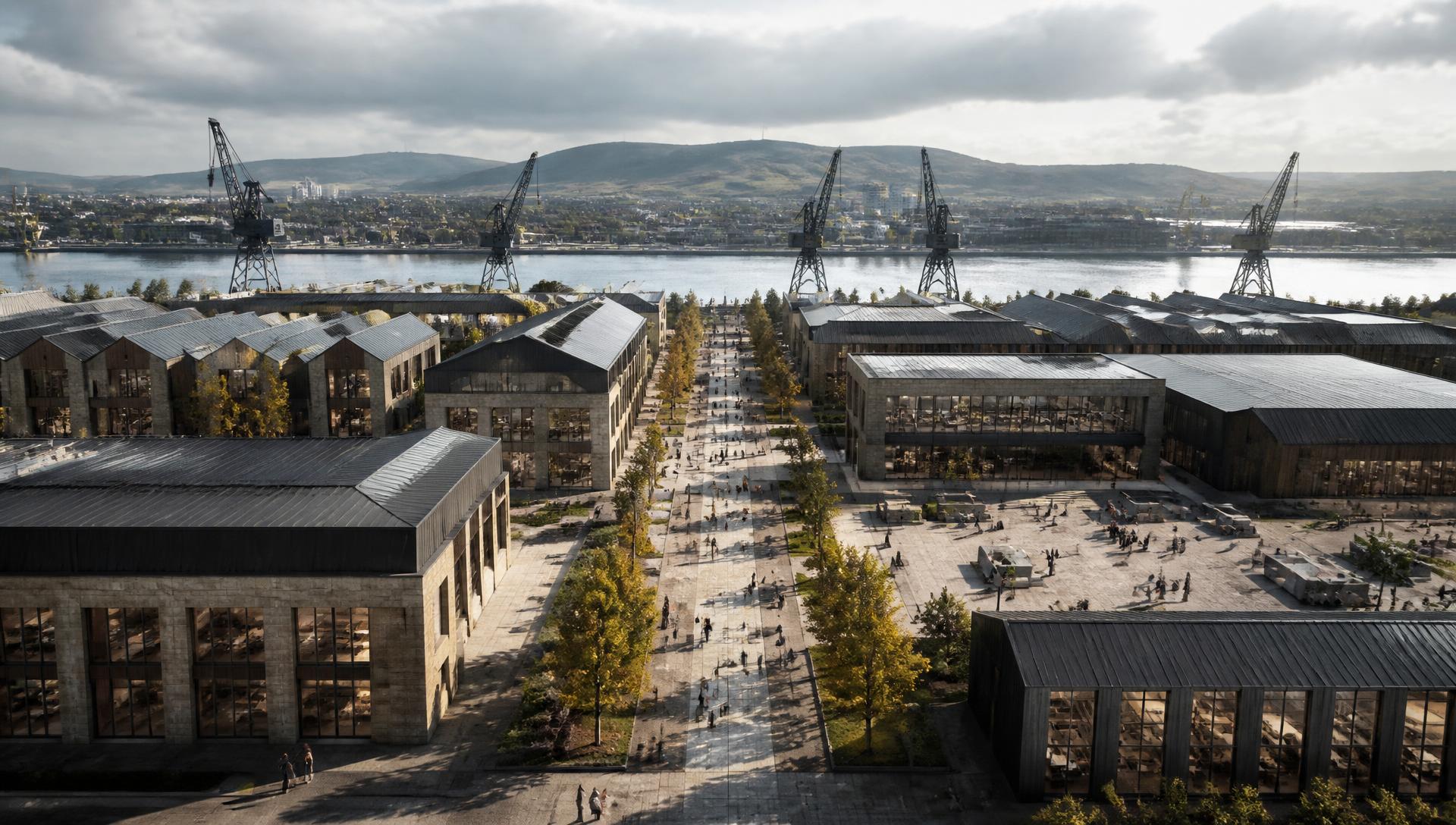 Concept vision of how a UKIZ Space & Satellite Technologies Zone could sit within its British setting